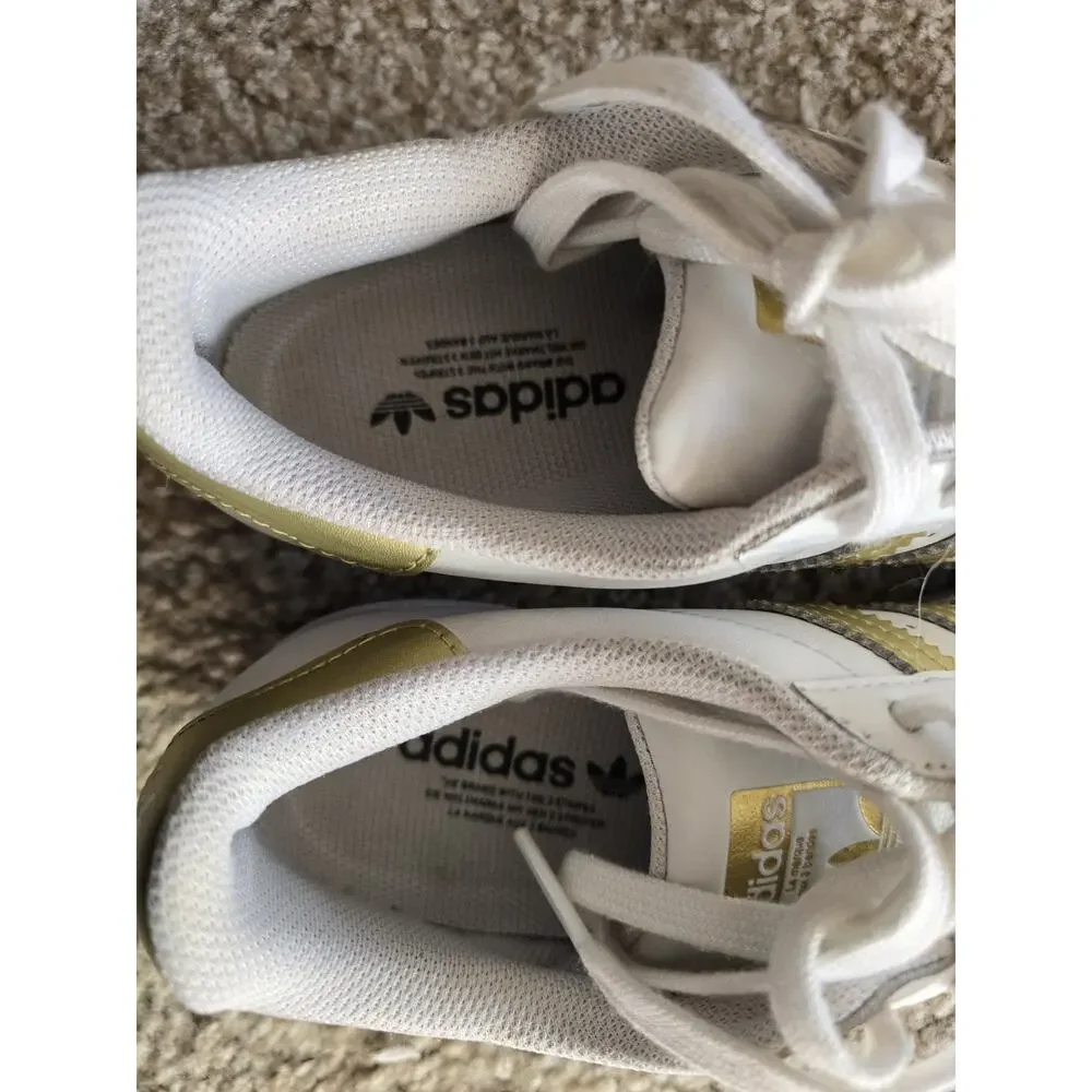 Adidas Superstar Men's White Gold Lace Up Low Top Leather Sneakers FX7483 - Picture 3 of 8